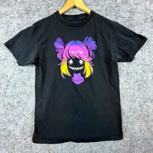 Friday Jr T-Shirt Mens Medium Black Cotton Anime Demon‎ Girl Graphic Punk